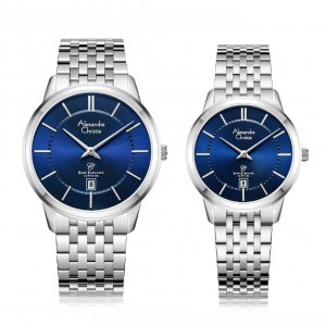 Alexandre Christie AC 8709 Silver Blue Couple